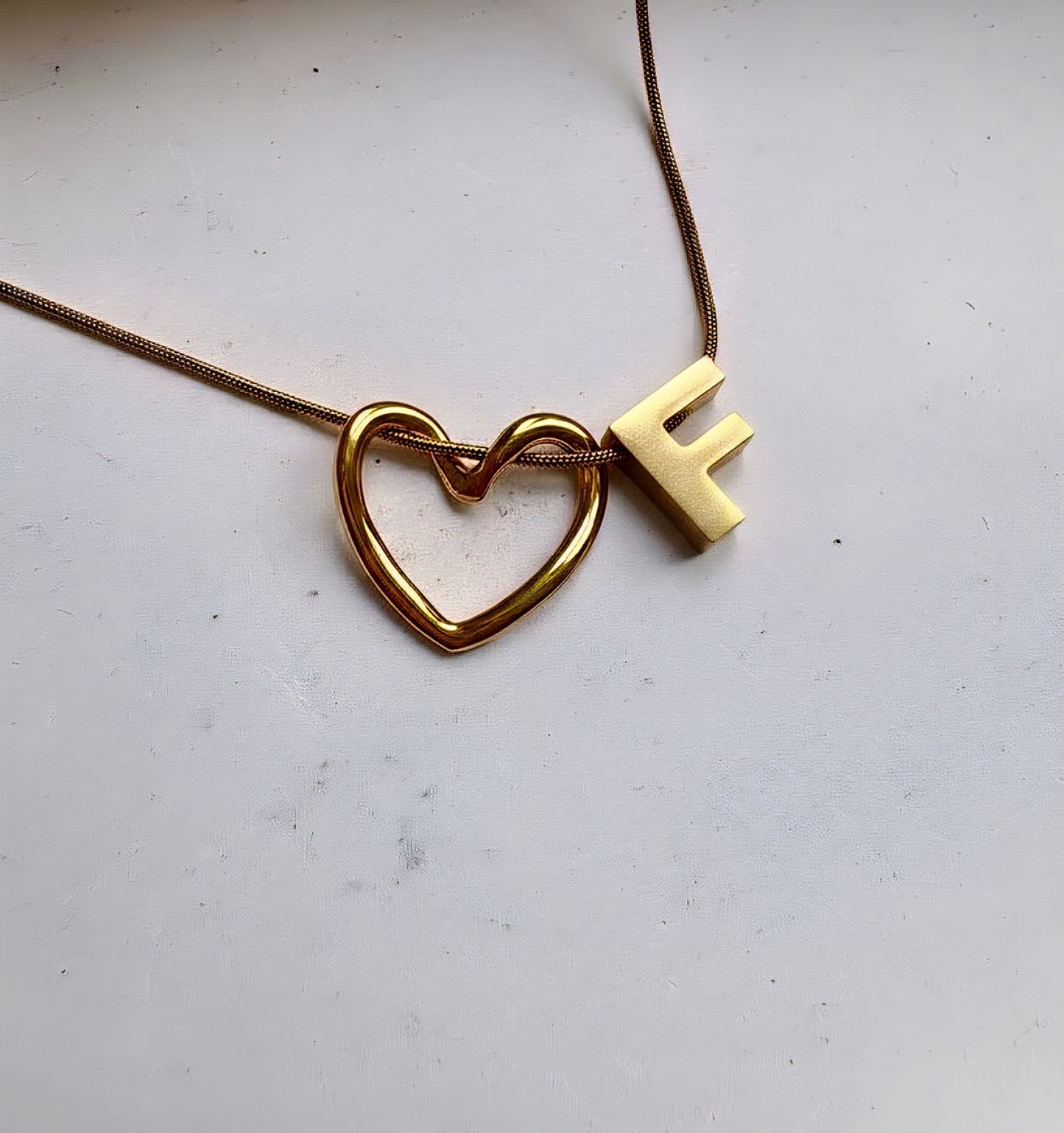 Golden Heart Initial Necklace