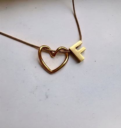 Golden Heart Initial Necklace