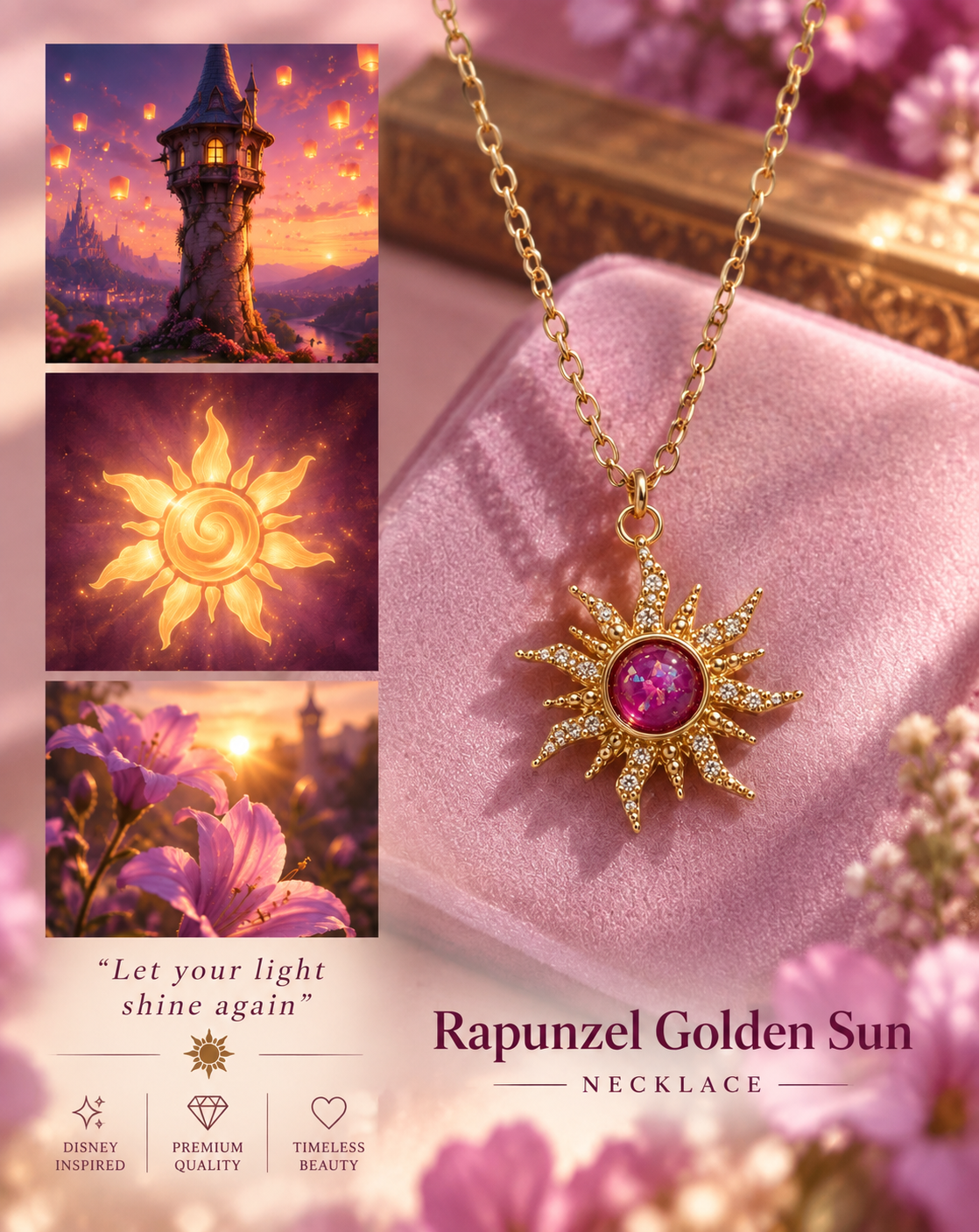 Rapunzel Golden Sun Necklace