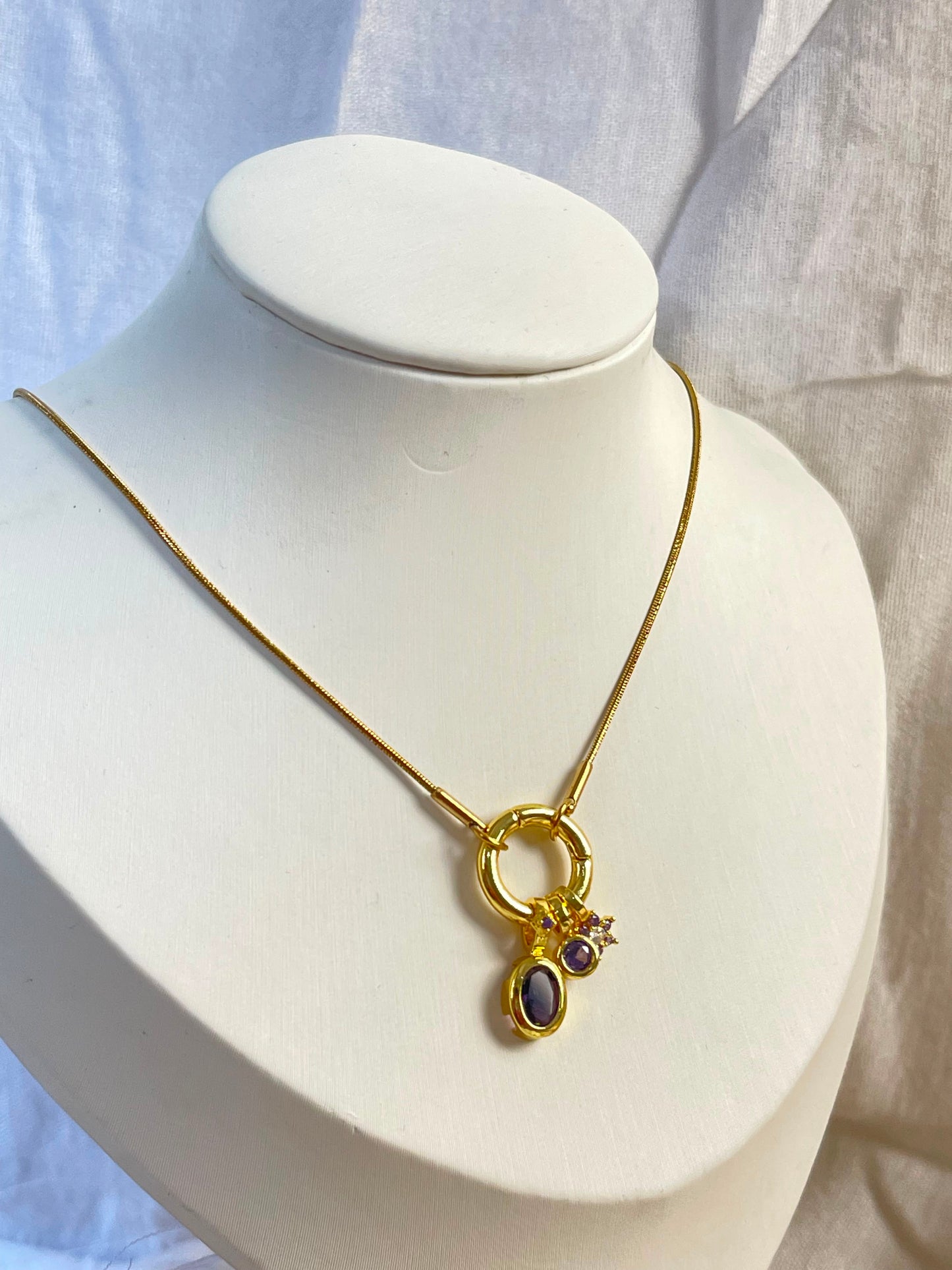 Crystal Charm Ring Necklace