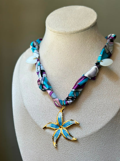 Enamel Starfish Scarf Necklace