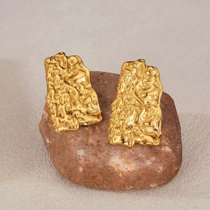 Golden Rock Statement Earrings