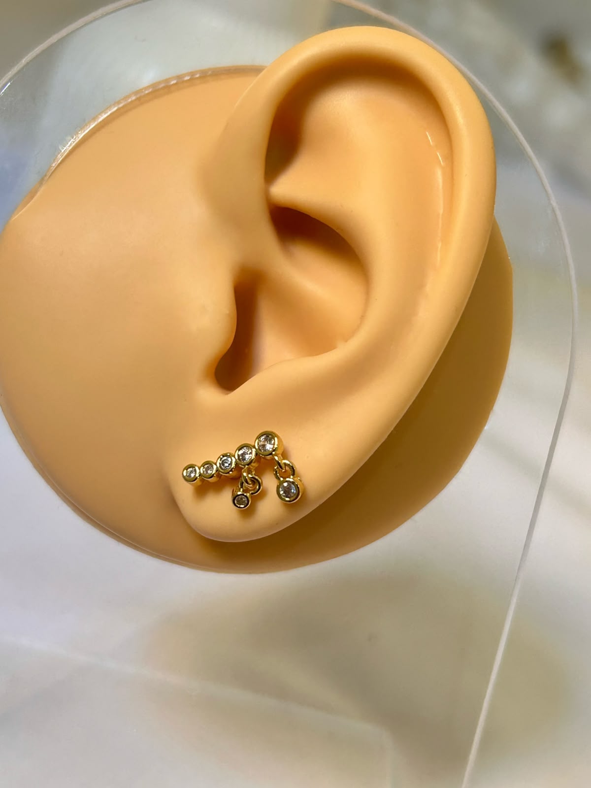 Chic Bezel-Set Droplet Chevron Piercing