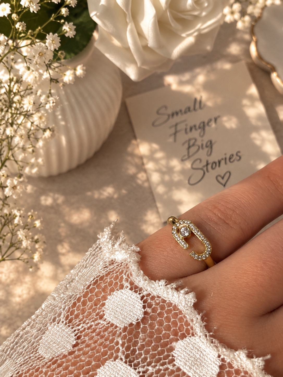 Sparkling Safety Pin Pinky Ring