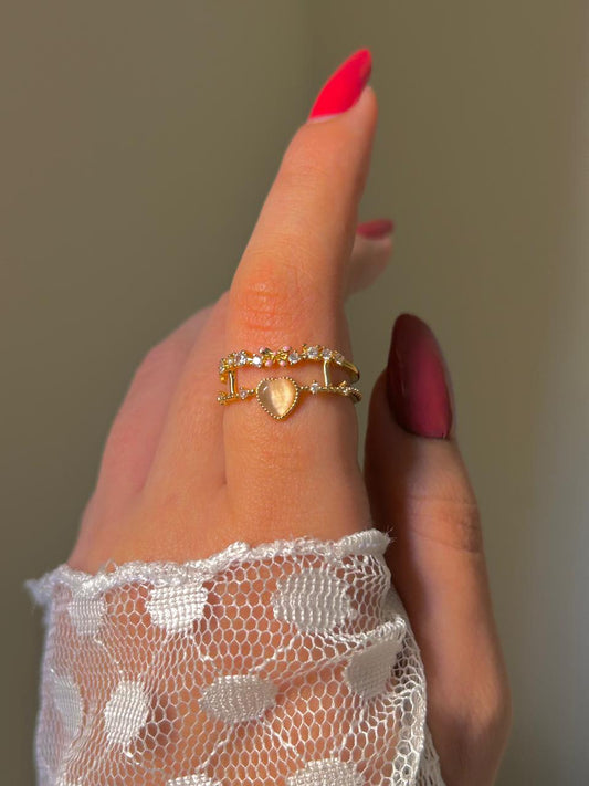 Golden Glow Heart Ring