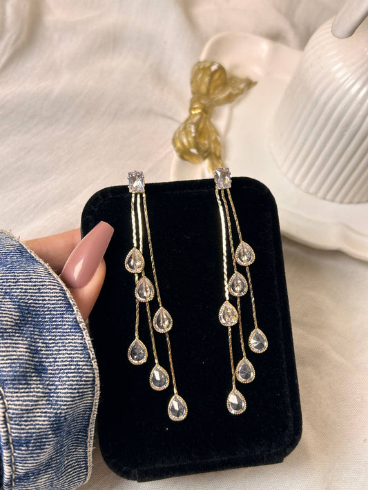 Teardrop Zircon Cascading Drop Earrings