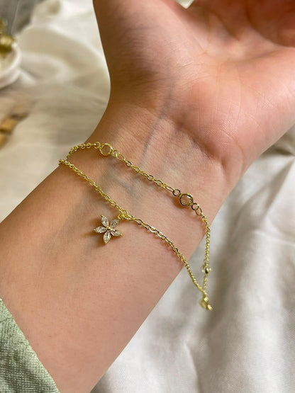 Double-Strand Floral & Crystal Station Bracelet