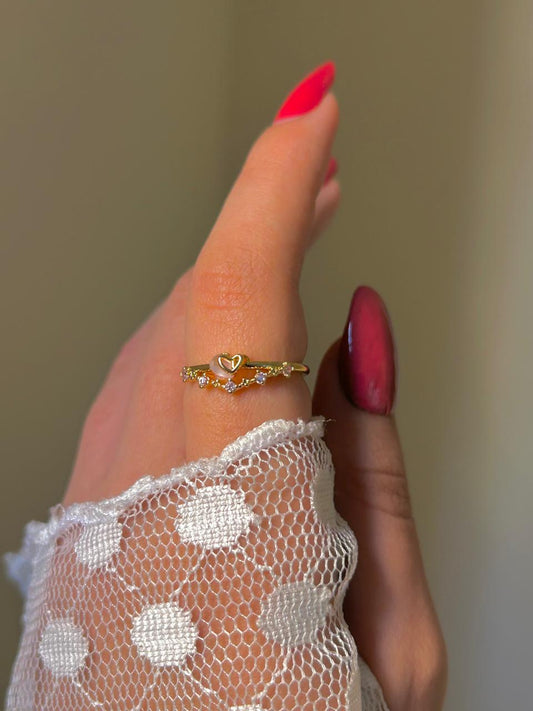 Golden Heart Tiara Ring