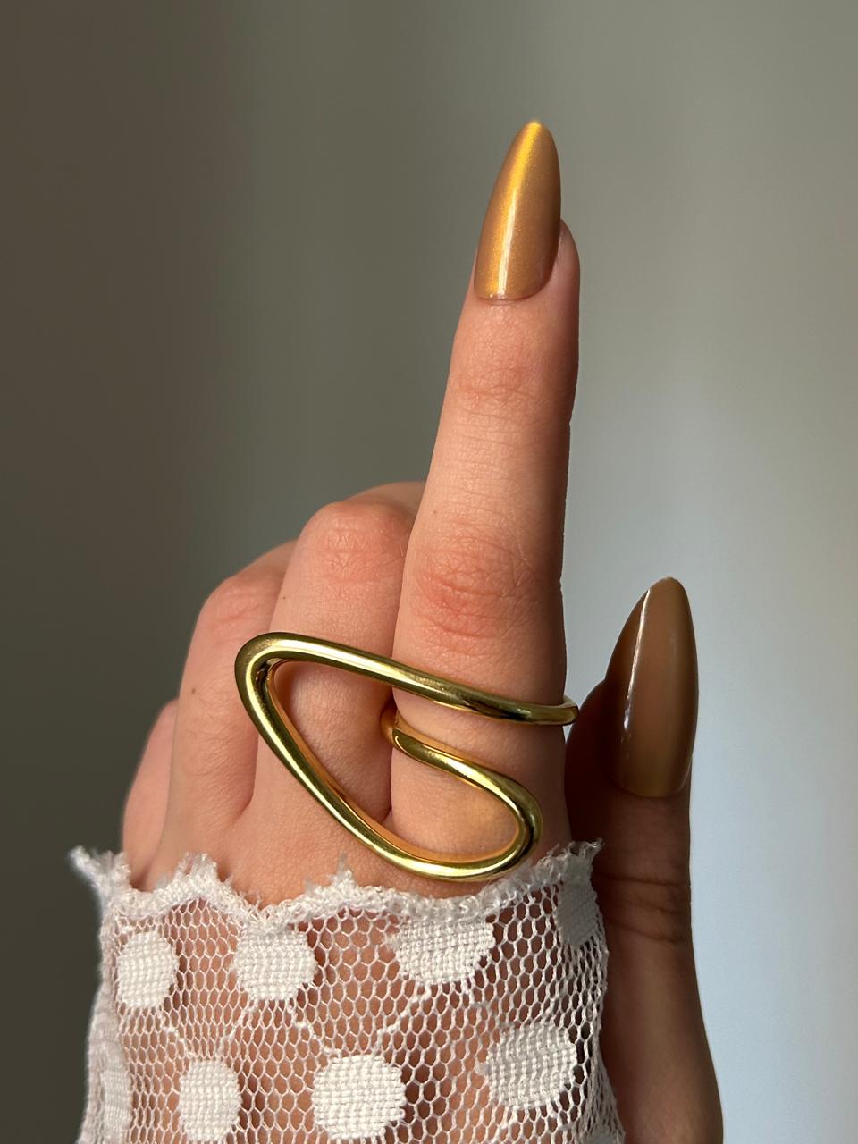 Golden Swirl Sculptural Ring