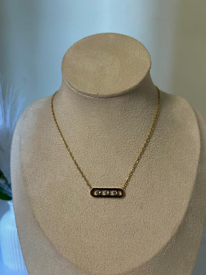 Triple Crystal Bar Necklace