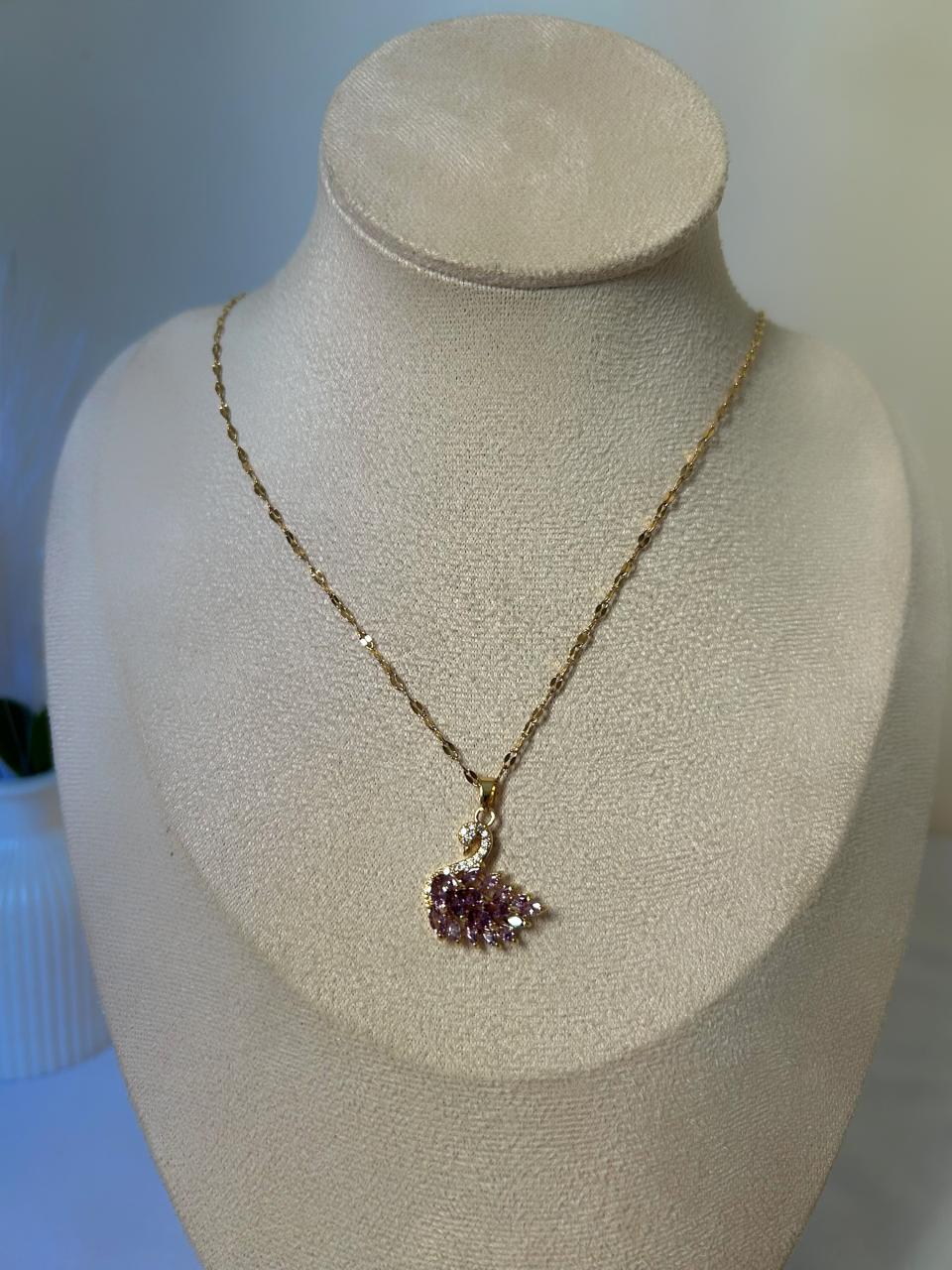 Majestic Purple Swan Necklace