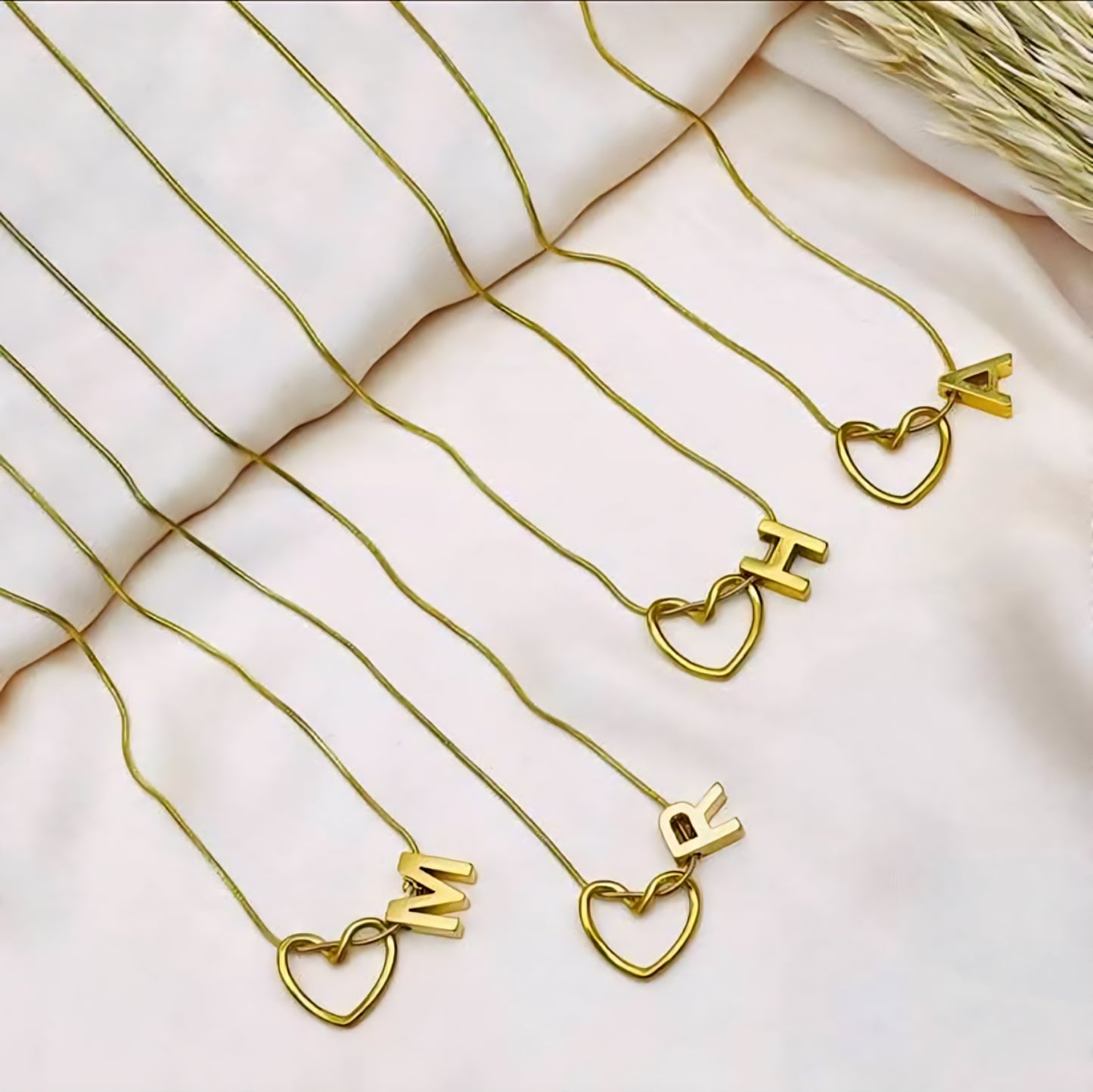 Golden Heart Initial Necklace