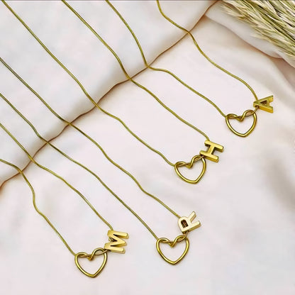 Golden Heart Initial Necklace