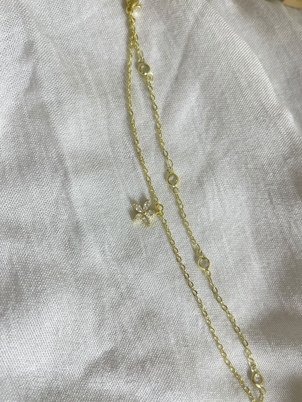 Double-Strand Floral & Crystal Station Bracelet