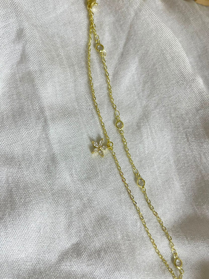 Double-Strand Floral & Crystal Station Bracelet