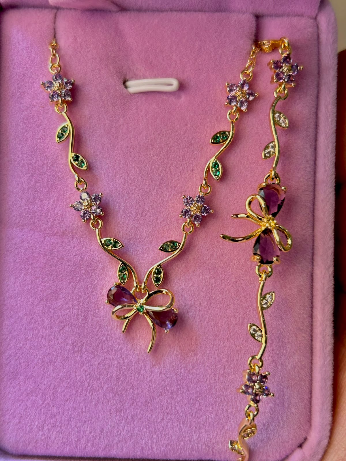 Amethyst Crystal Bow Set