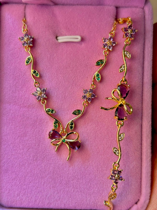 Amethyst Crystal Bow Set