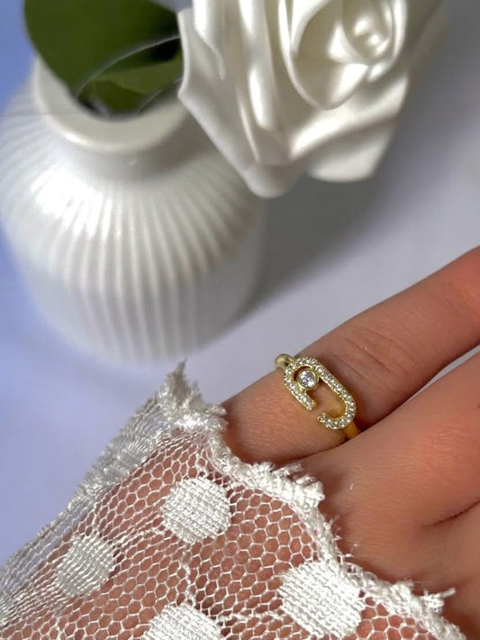 Sparkling Safety Pin Pinky Ring