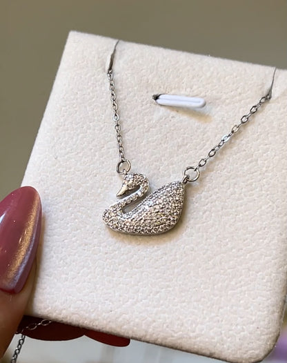 Radiant Crystal Swan Pendant
