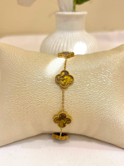 Golden Clover Charm Bracelet