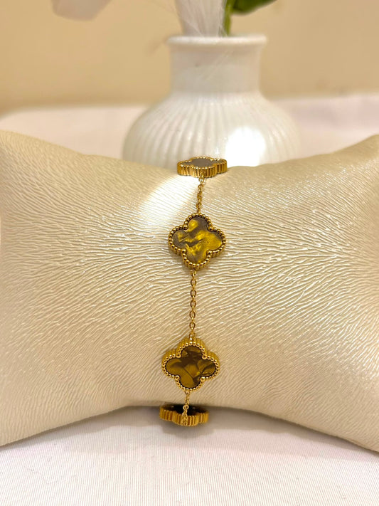 Golden Clover Charm Bracelet