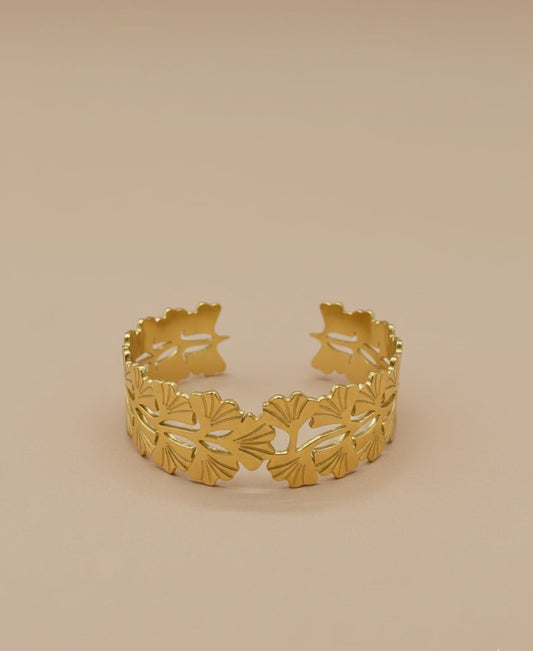 Golden Ginkgo Leaf Cuff