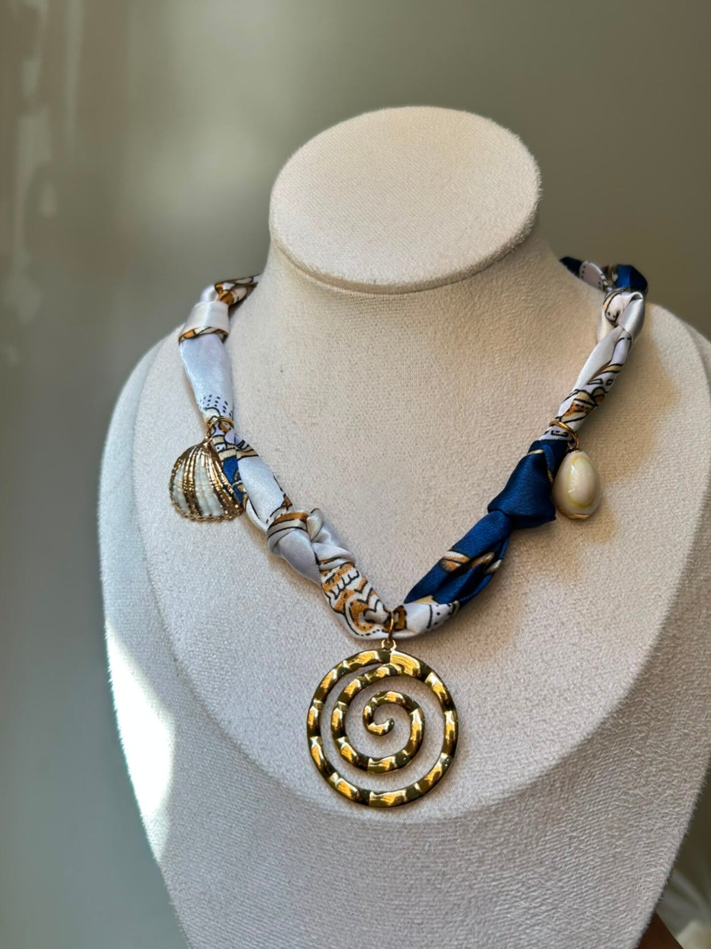 Golden Spiral Scarf Necklace