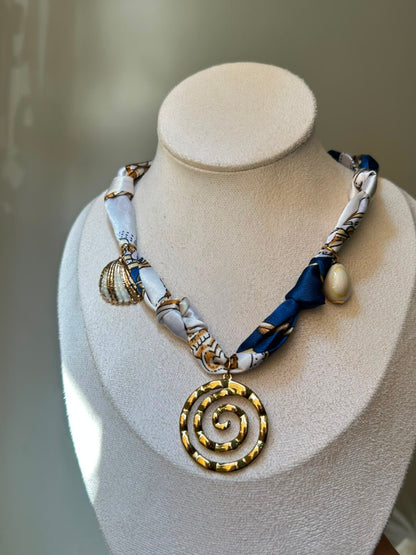 Golden Spiral Scarf Necklace