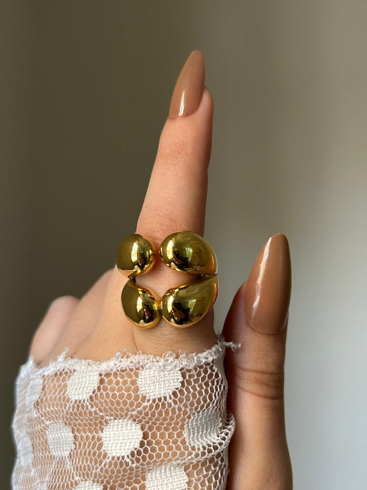Golden Dew Statement Ring