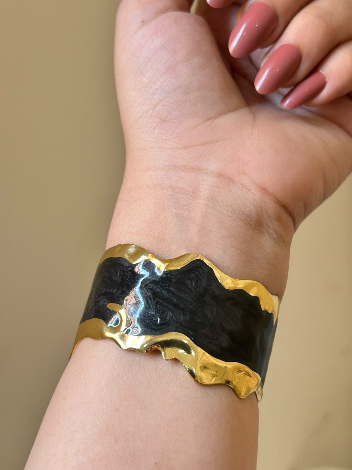 Wavy Marble Enamel Cuff Bracelet