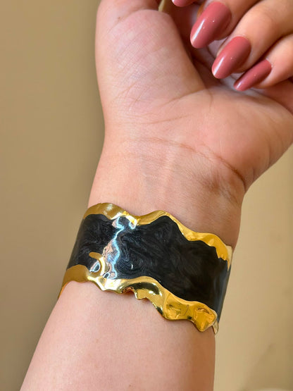Wavy Marble Enamel Cuff Bracelet