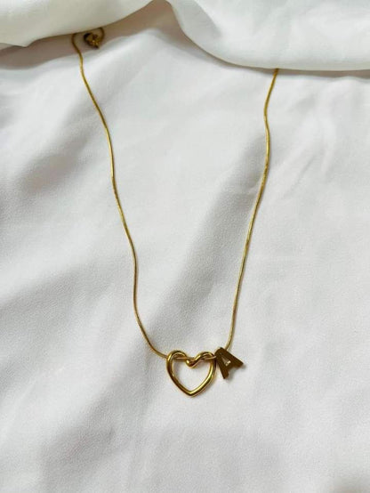 Golden Heart Initial Necklace