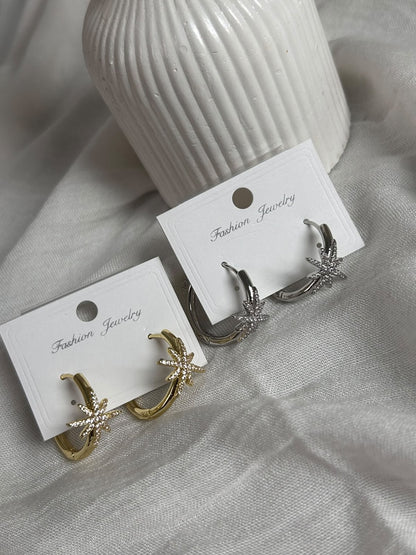 Pavé Starburst Hoop Earrings