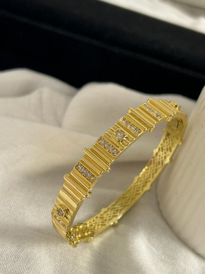 Textured Gold Zircon Bangle