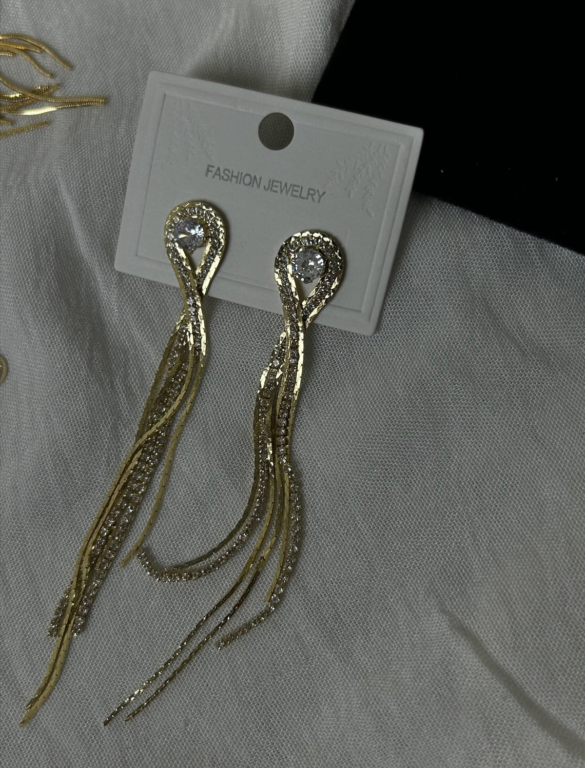 Infinity Knot Zircon Fringe Drop Earrings
