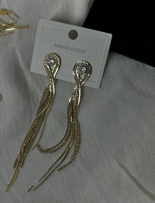 Infinity Knot Zircon Fringe Drop Earrings