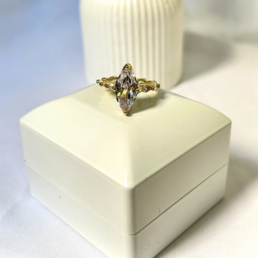 Marquise Solitaire Crown Ring
