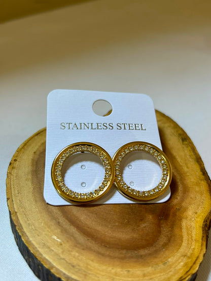 Golden Eternity Circle Studs