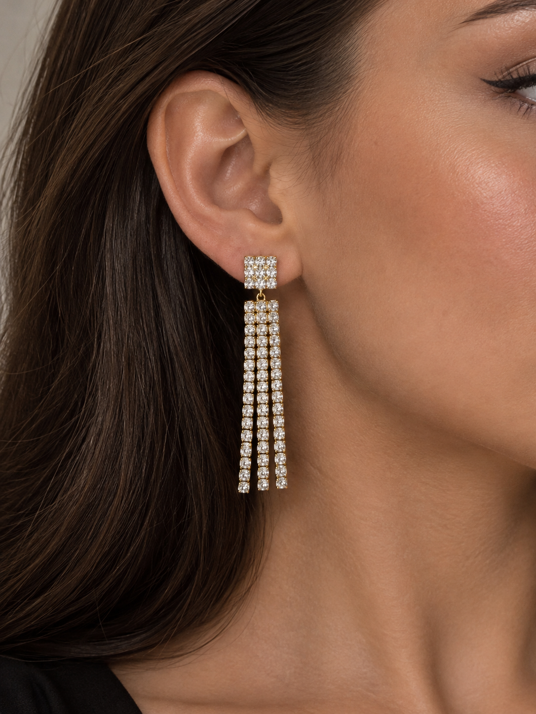 Cascading Zircon Fringe Drop Earrings