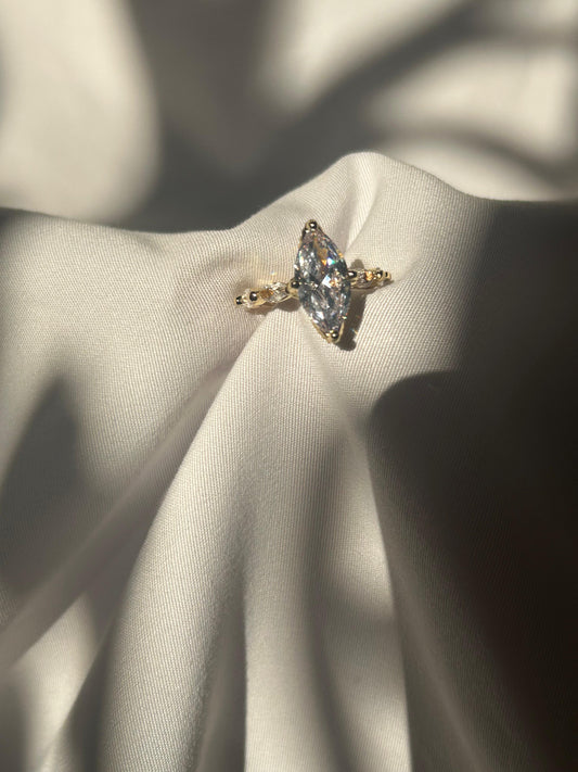 Marquise Solitaire Crown Ring