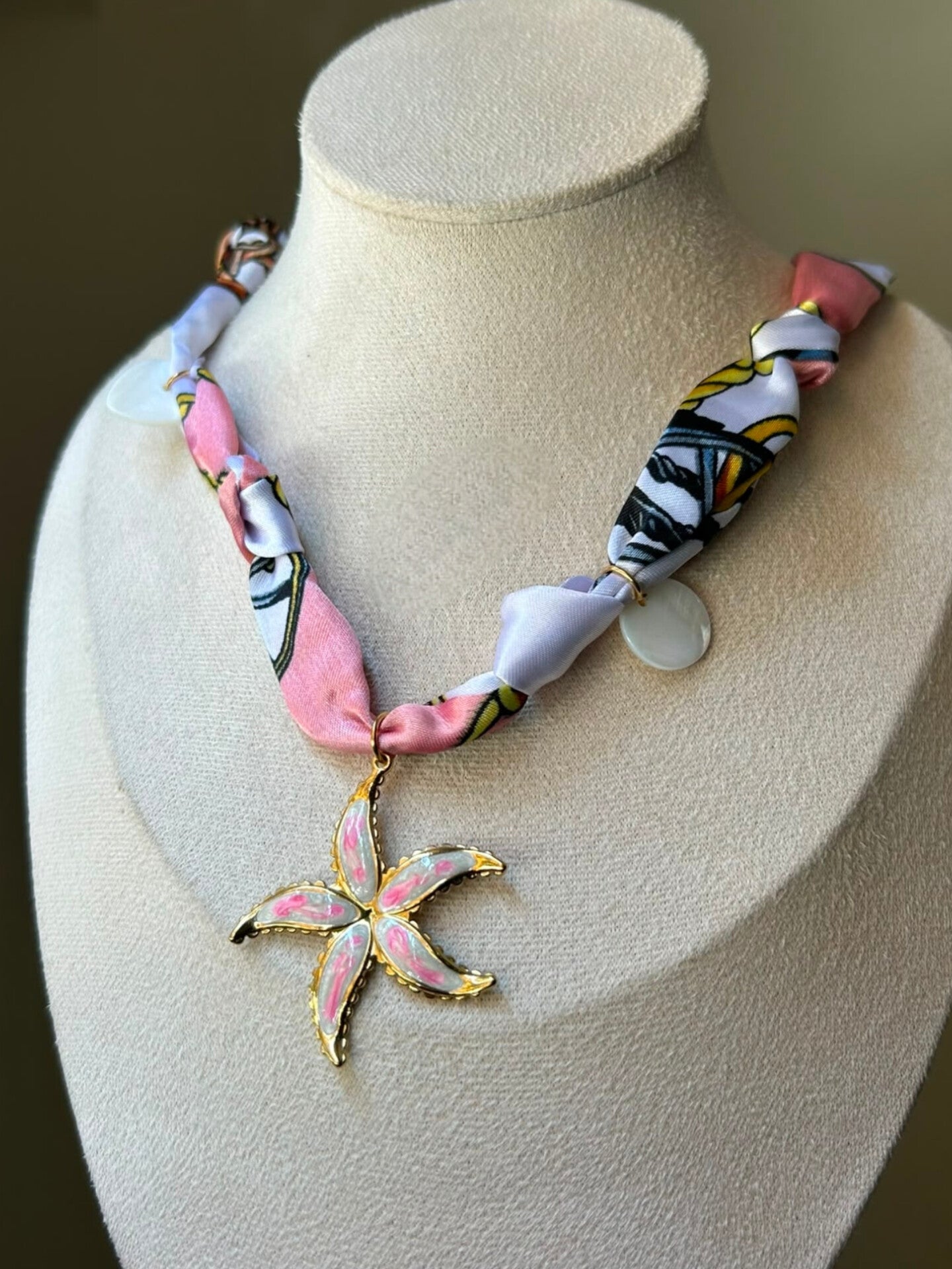 Enamel Starfish Scarf Necklace