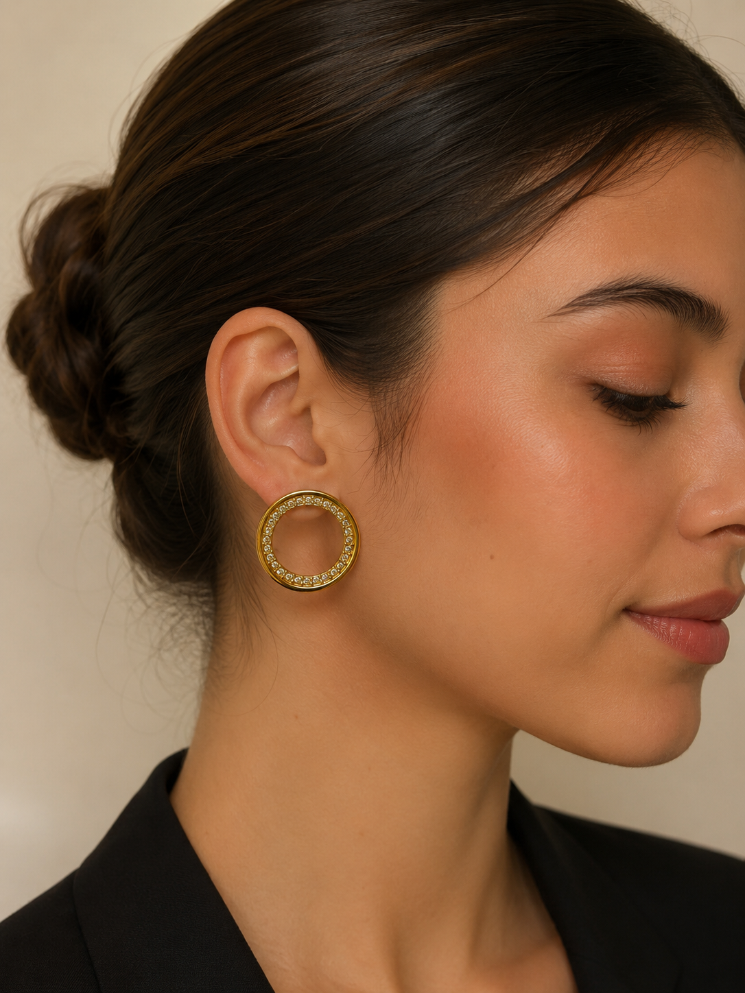 Golden Eternity Circle Studs