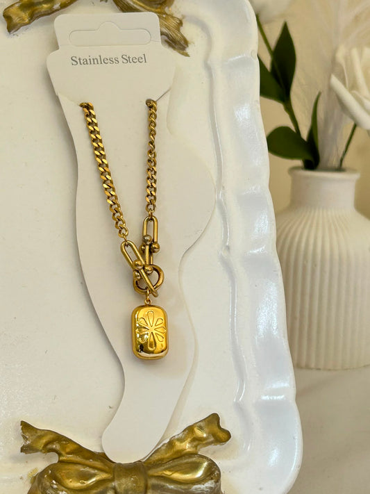 Mixed-Link Engraved Floral Anklet