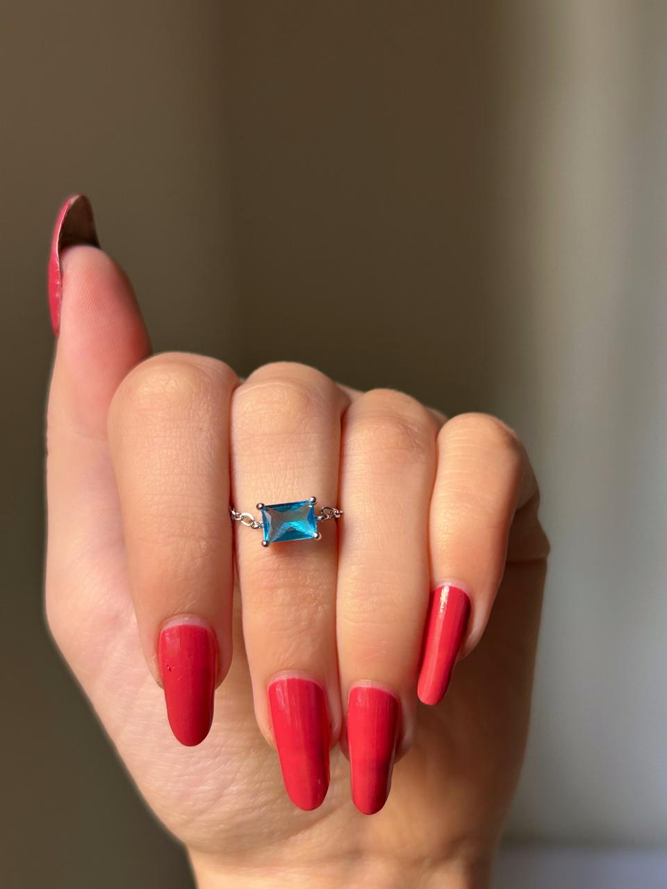 Ocean Blue Emerald-Cut Ring
