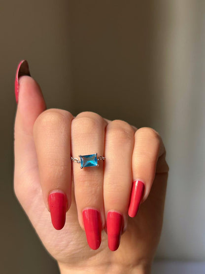 Ocean Blue Emerald-Cut Ring