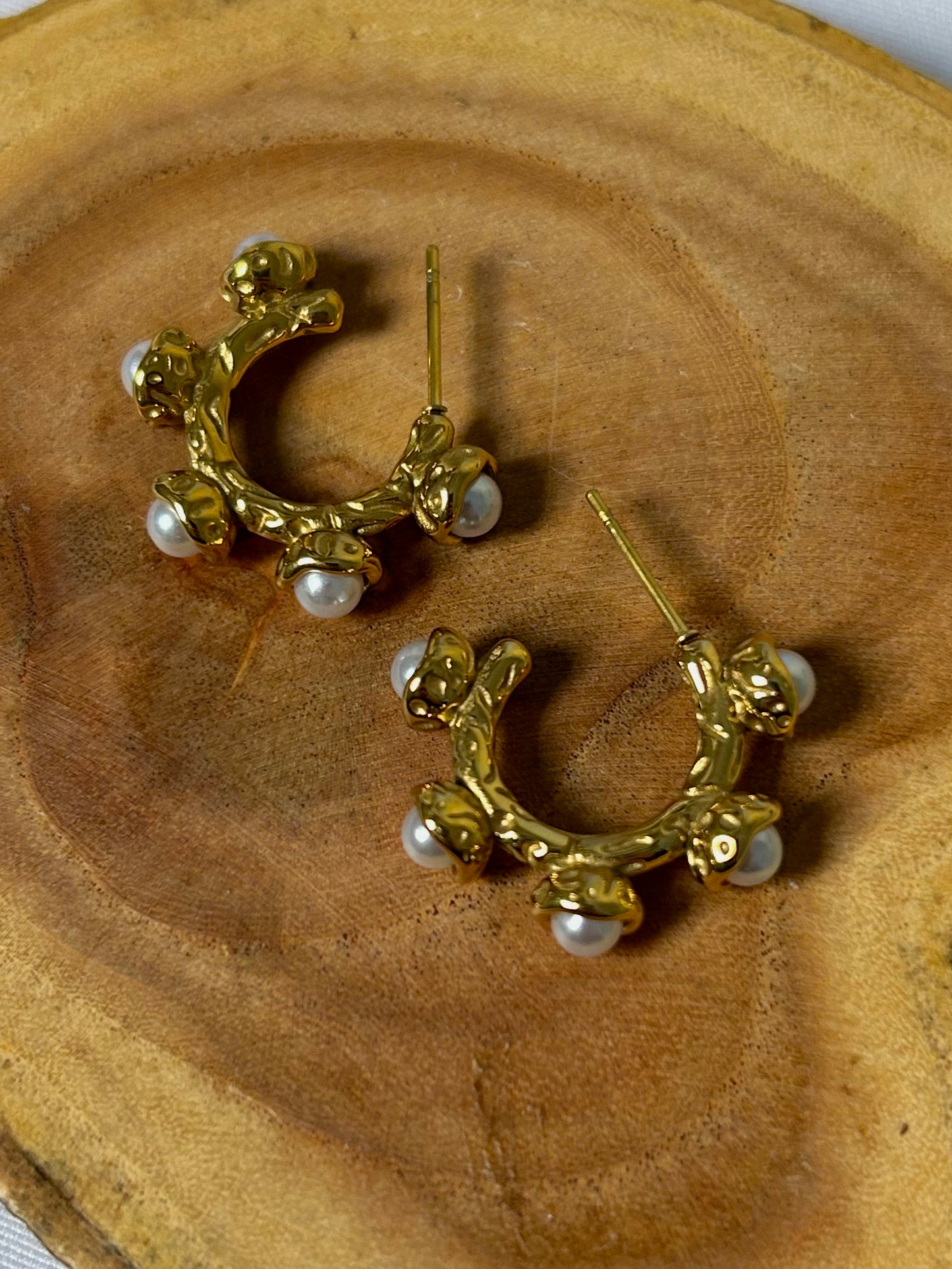 Pearl Accent Hoop Earrings