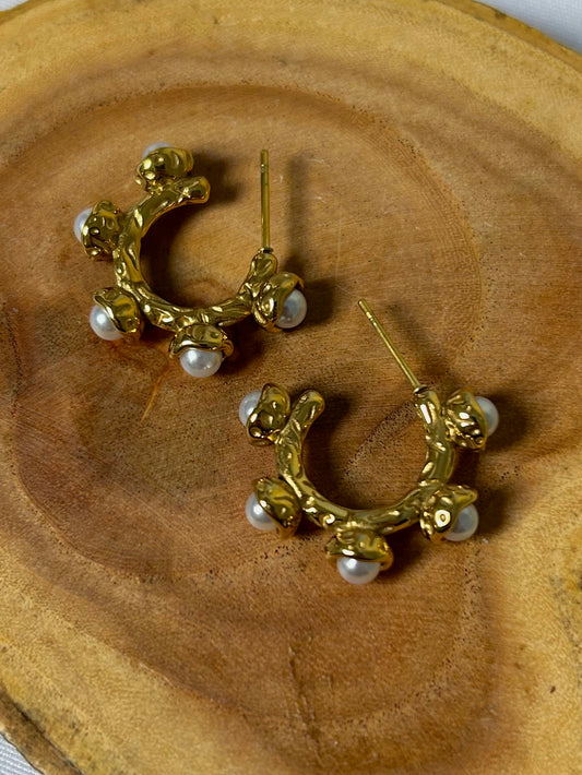 Pearl Accent Hoop Earrings