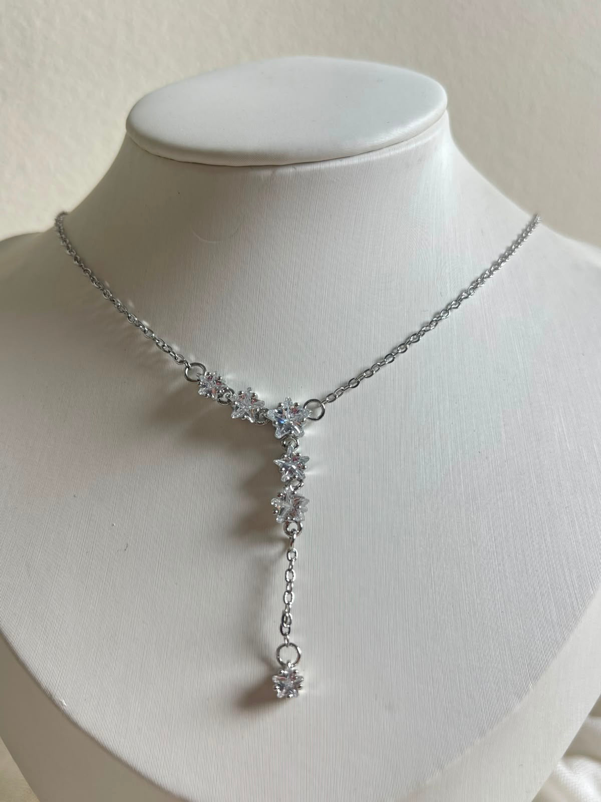 Silver Floral Cluster Y-Necklace