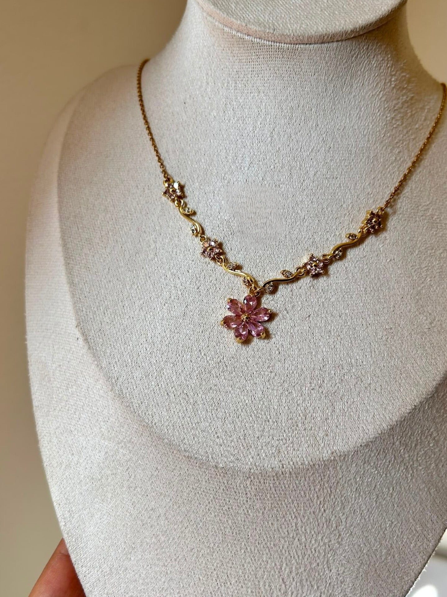 Floral Vine Crystal Necklace
