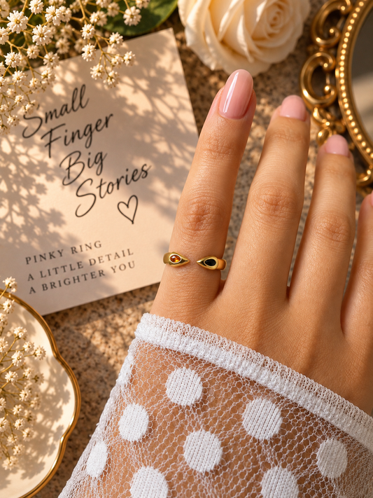Dual-Gem Open Pinky Ring